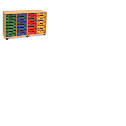 32 Shallow Tray Unit Beech Finish All Red Trays