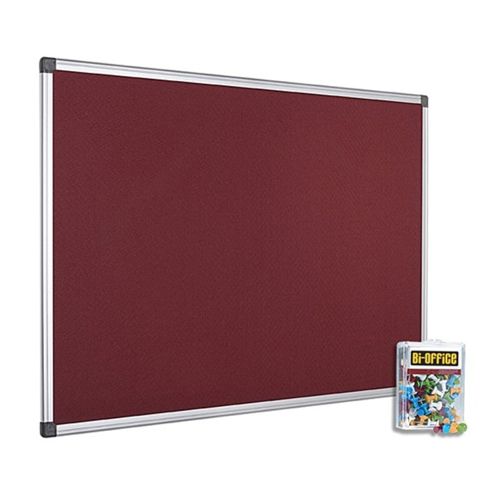 Bi-Office 900x600mm Burgundy Felt Noticeboard and Pins