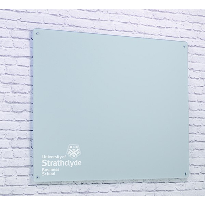 Magnetic Glass Board with your Logo 900 x 600mm White