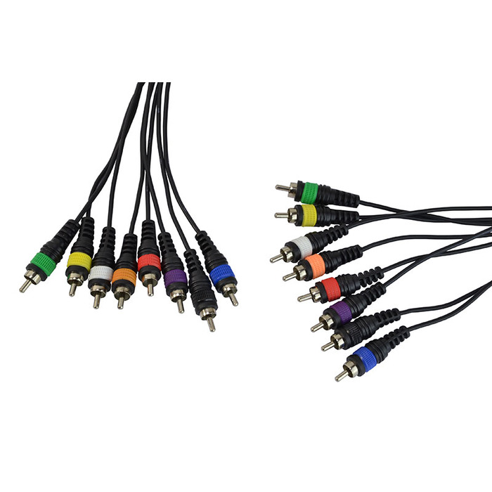 8 Way Cable Loom Phono RCA To Phono RCA With Colour Idents- 3m Lead Length