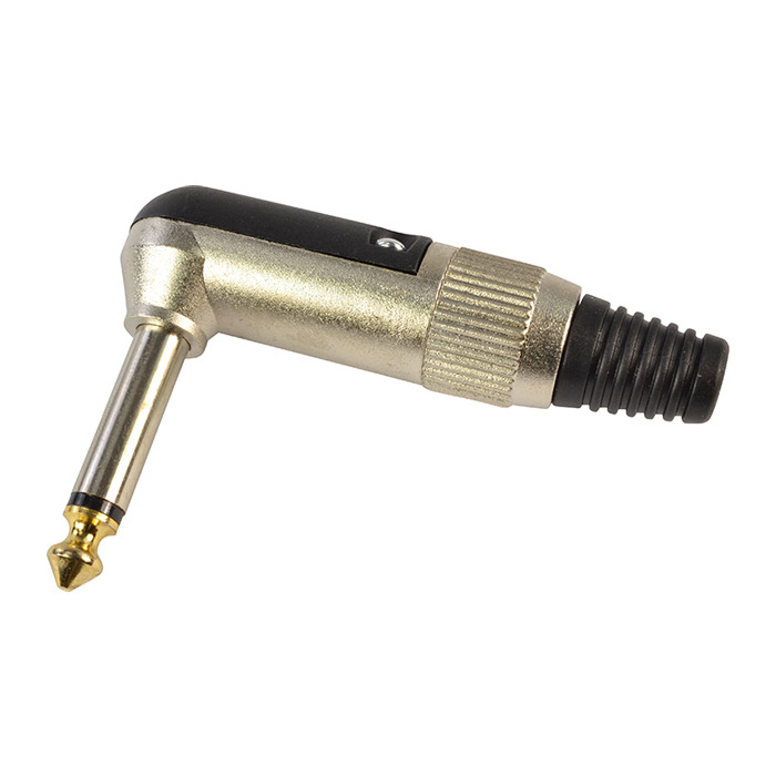 Jack Plug Right Angle Style 1/4" 6. 35mm Mono, Metal Body Strong Clamp