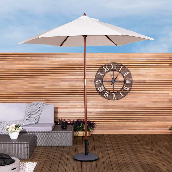 2. 4m Wooden Parasol - Cream