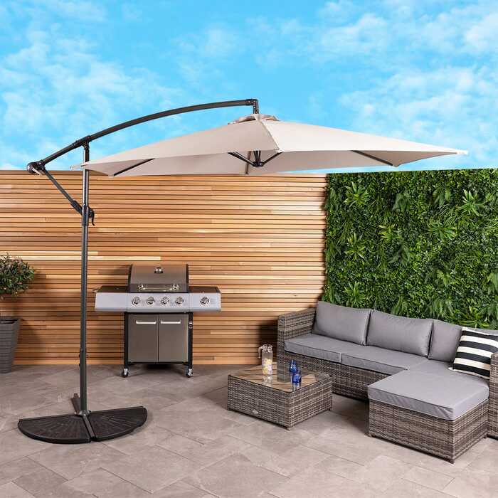 3m Hanging Banana Cantilever Garden Parasol - Light Grey
