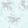 Over the Rainbow Iridescent Unicorns Wallpaper Teal