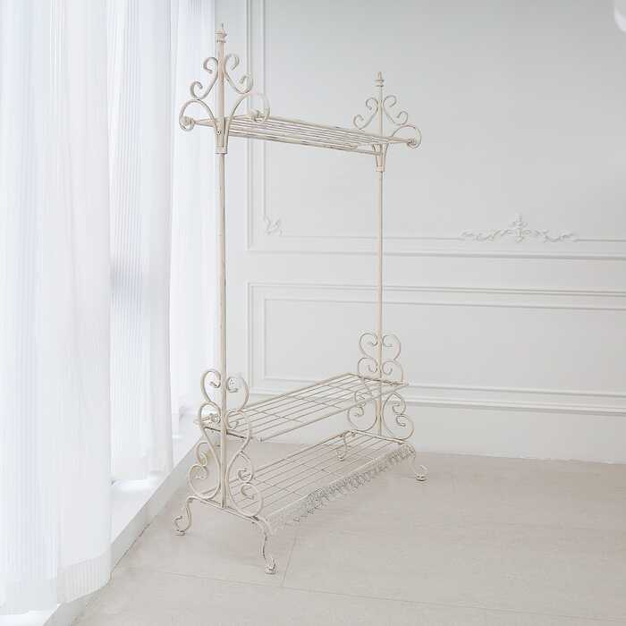 Wrought Iron Hanging Rail Distressed Cream