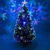 Green Fibre Optic Christmas Tree 2ft to 6ft with Baubles and Multicoloured LED Lights, 2ft