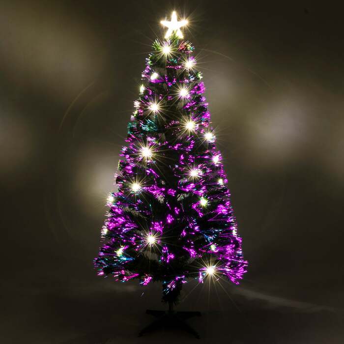 Green Fibre Optic Christmas Tree 2ft to 6ft with Warm White LED Xmas Lights, 4ft / 1. 2m