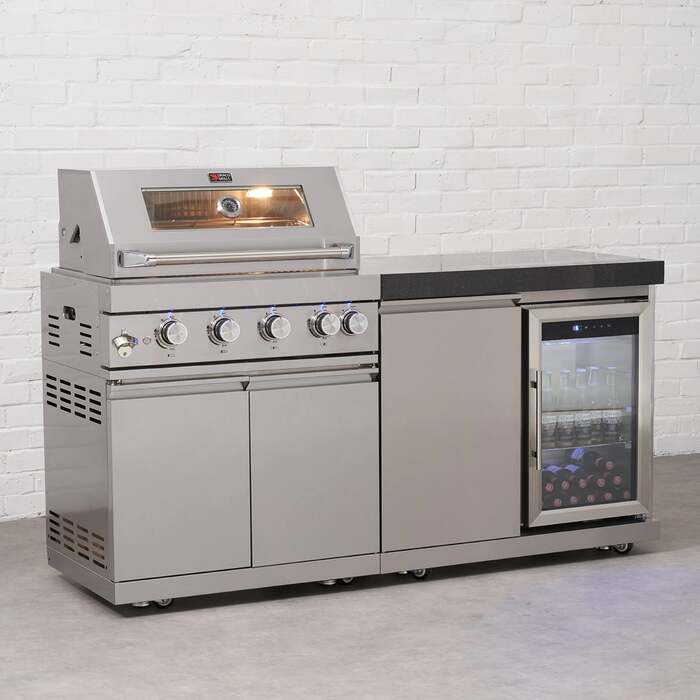Draco Grills 4 Burner BBQ Modular Outdoor Kitchen with Single Fridge Unit, End of January 2026