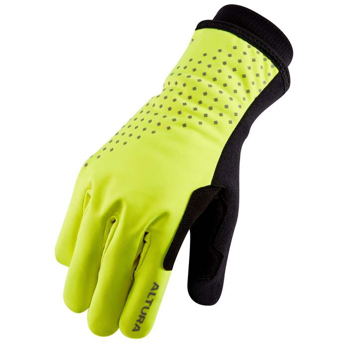 Nightvision Unisex Waterproof Insulated Cycling Glove | Yellow | Thermal | Reflective | Ergonomic Technology | Stretch Back Hand Fabric Glove | Altura