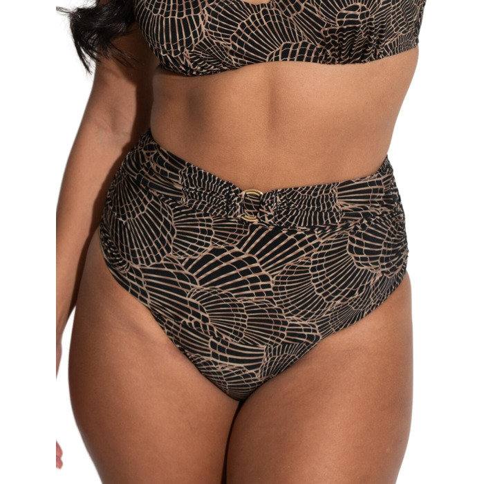 Pour Moi Samoa High Waist Control Bikini Brief - Black/Gold - L - 14