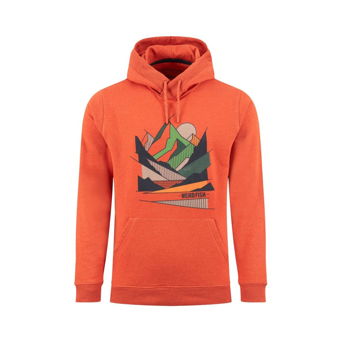 Weird Fish Bryant Graphic Pop Over Hoodie Rust Leaves XL