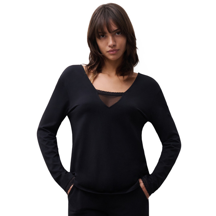 Chantelle Romance T-Shirt Long Sleeves - Black - L - 14